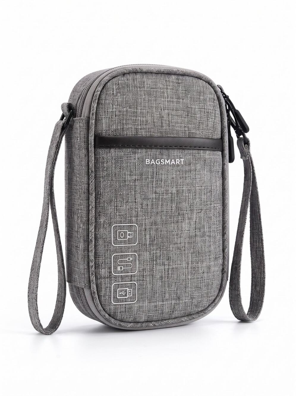 Bagsmart Grey Electronics Cable Travel Organizer Minimalist 8x5 Bag Pouch